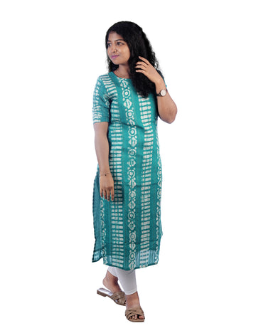 GREEN BATIK PRINTED SIRIN STRAIGHT KURTI