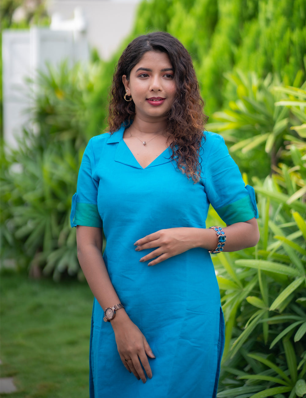 SKYBLUE PLAIN WITH ELEGANT BORDER MAYIL CO-ORD SET 2PC