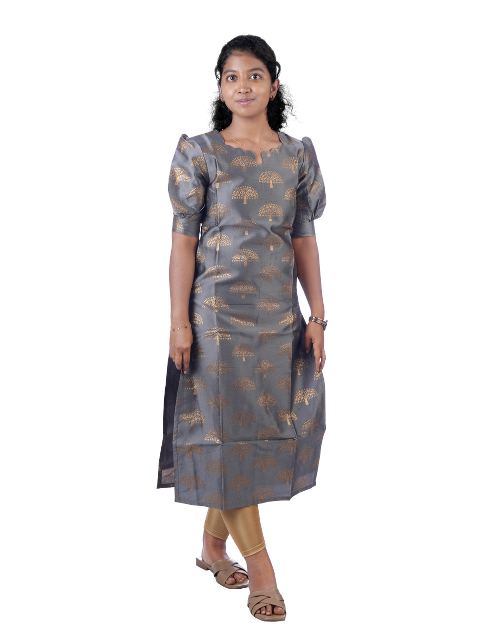 GREY KASHVI BANARASI SILK KURTI
