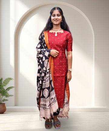Maroon Kalamkari 3pc set