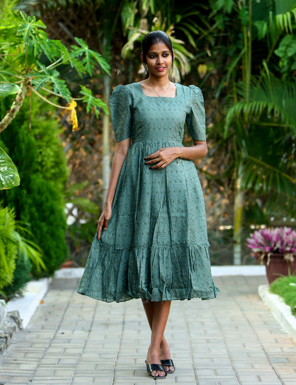 Mint Green Shark Hakoba Maxi Dress for Women