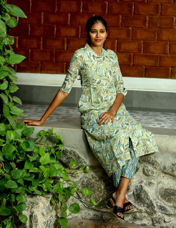 Pista Green Elira Co-ord Set A-line for Women