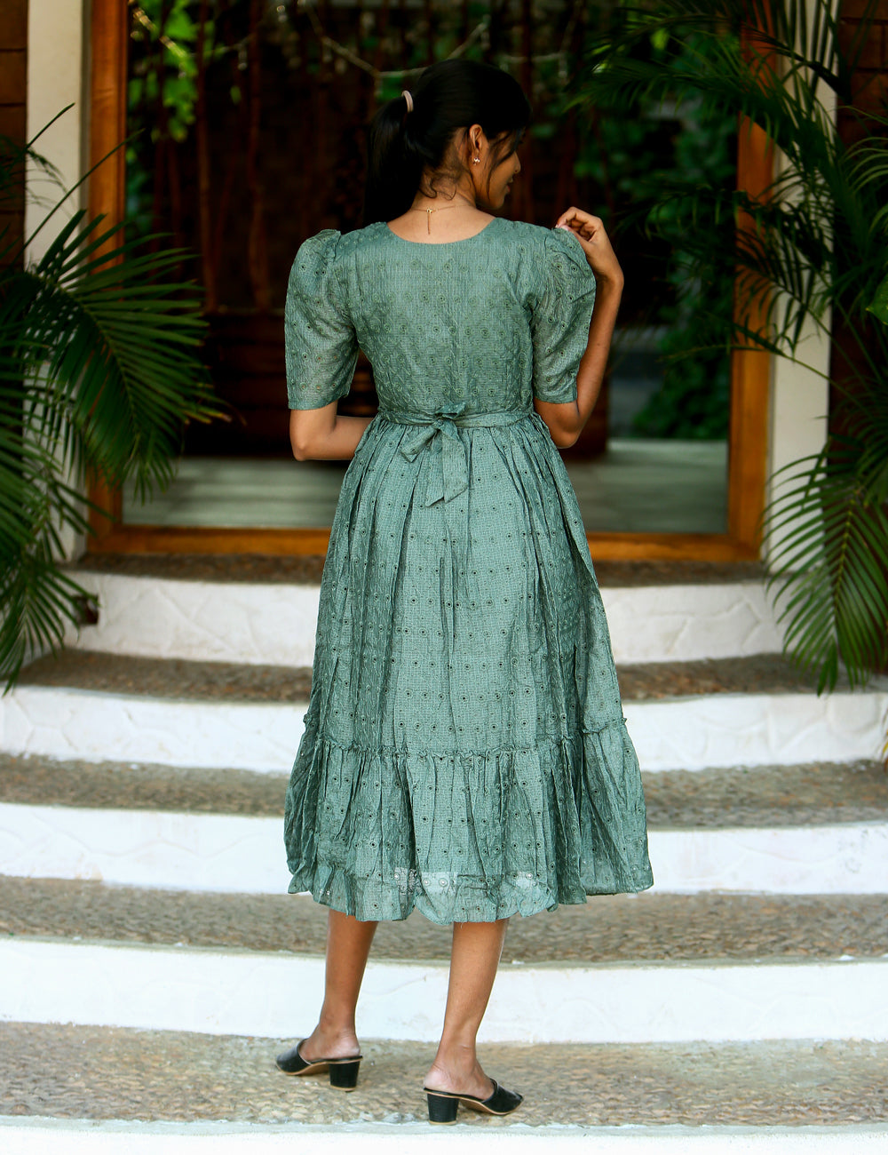 Mint Green Shark Hakoba Maxi Dress for Women