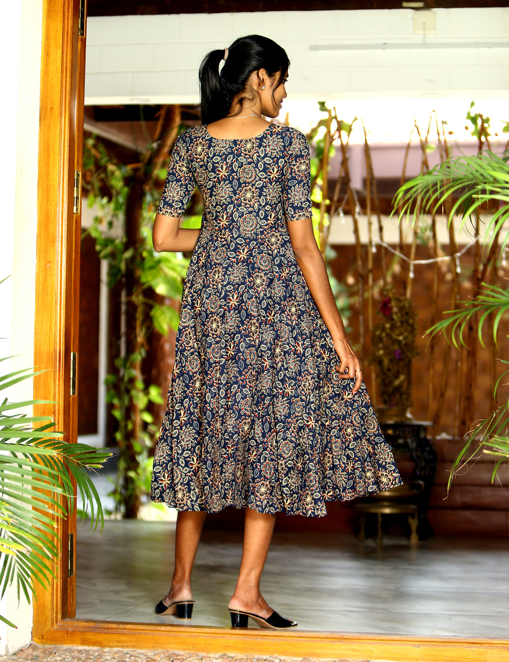 Navy Zafira Flared Maxi Dress for Women