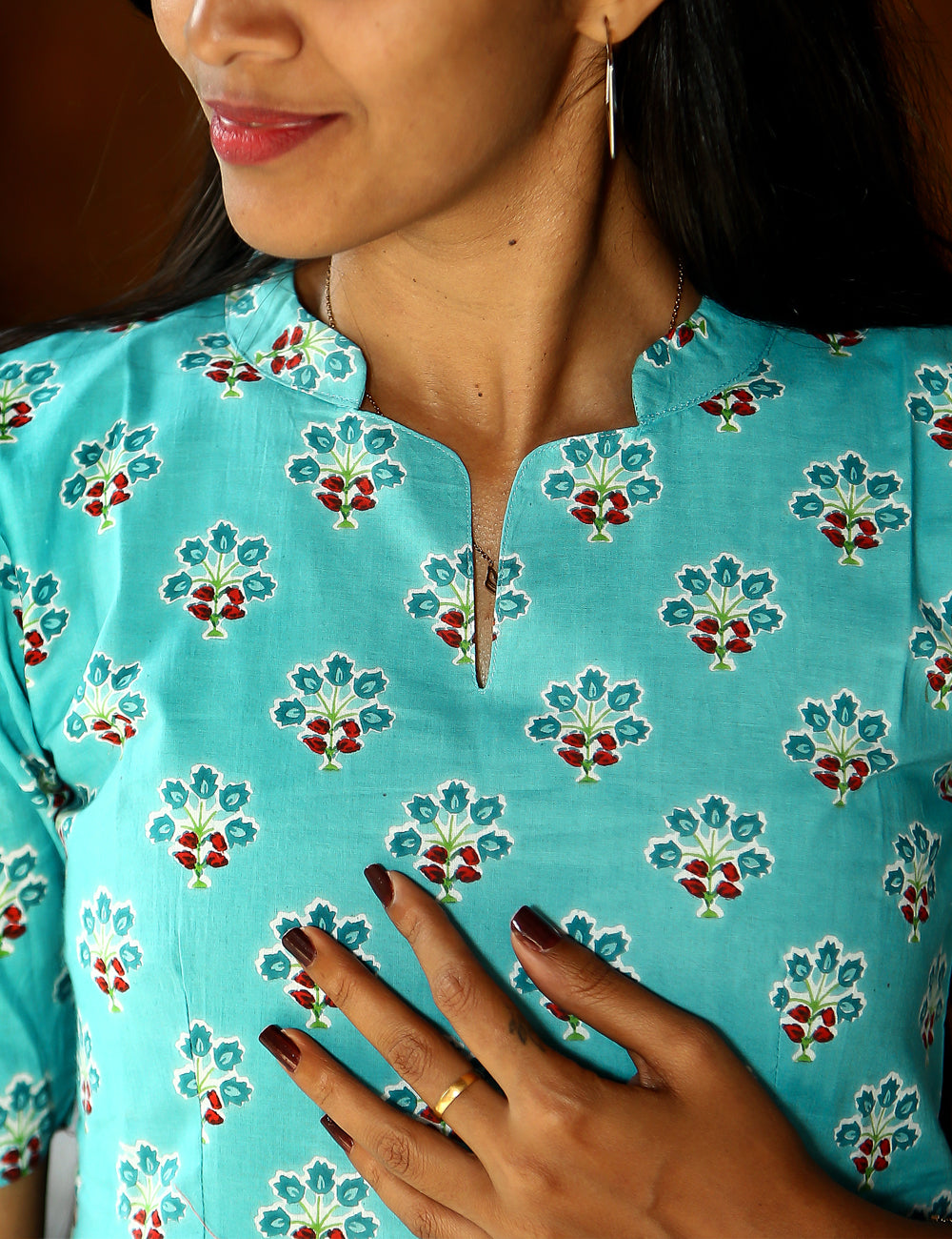 Aqua Neera Cotton Printed Maxi Dress for Women