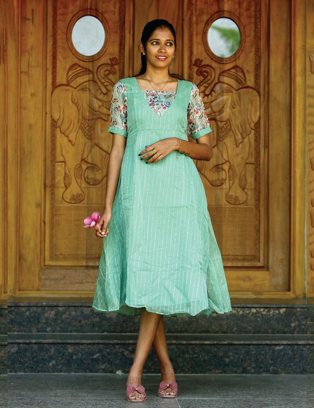 Light Green Liyaana Maxi Dress for Women