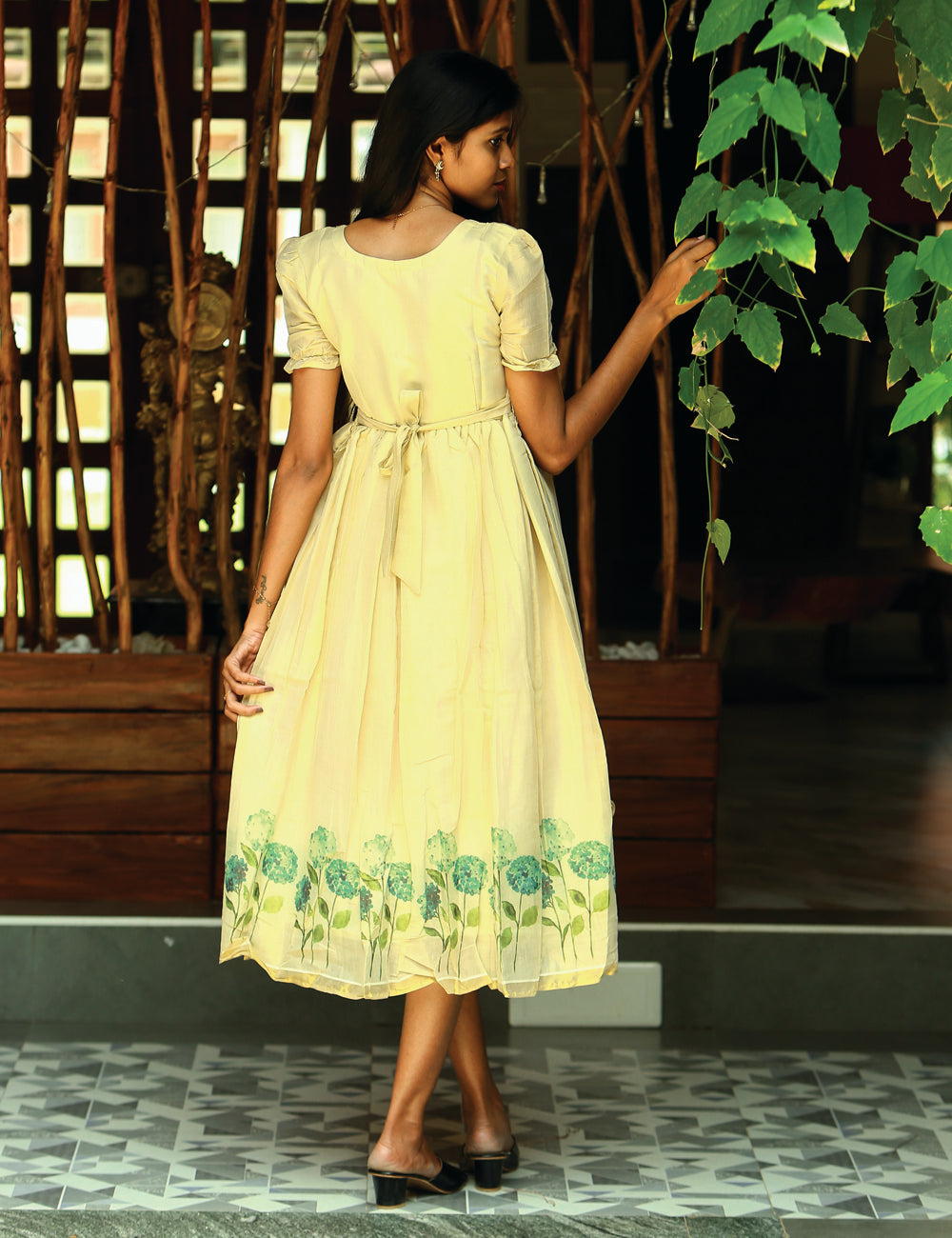 Gold Silk Maxi Dress for Woman