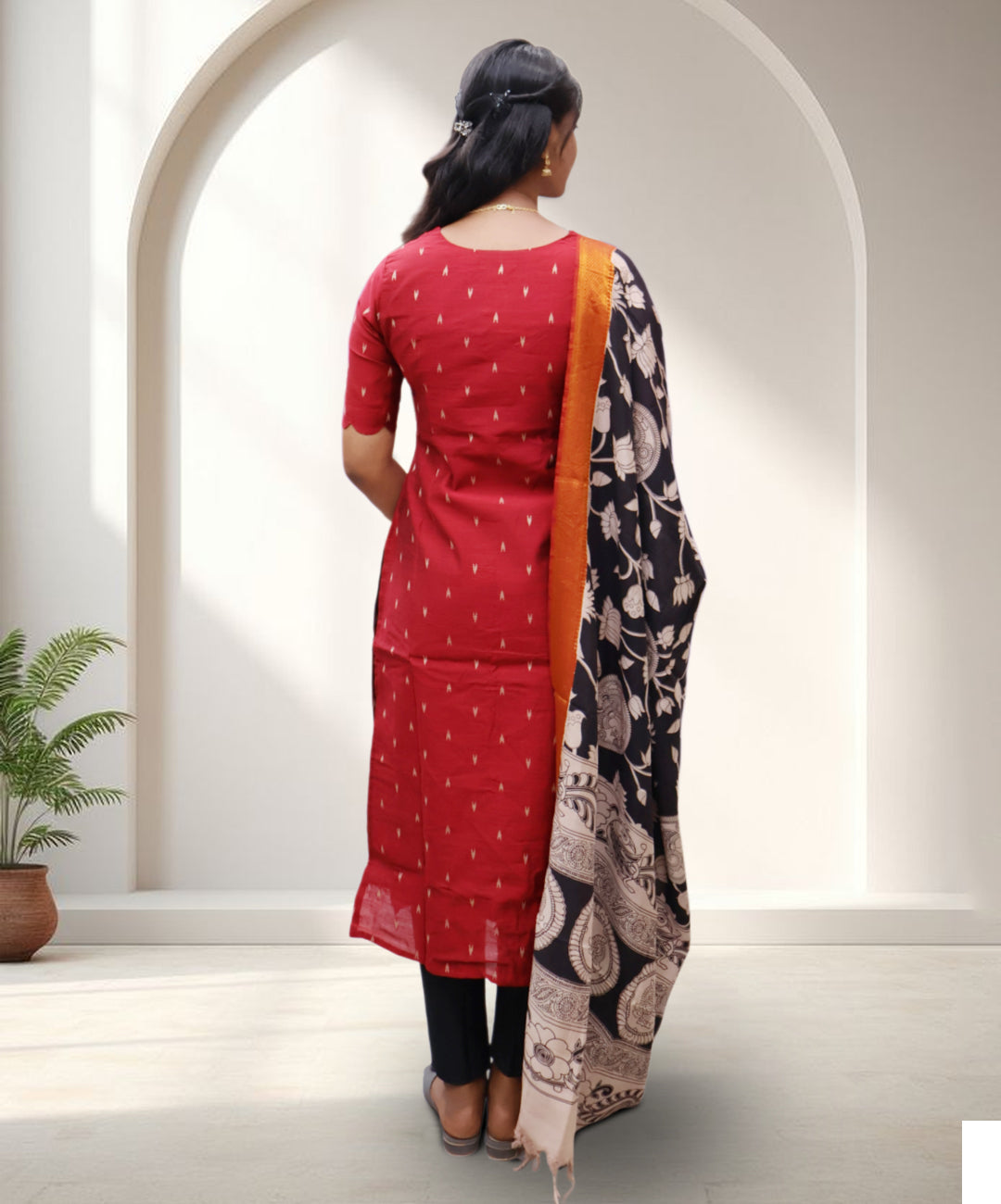 Maroon Kalamkari 3pc set