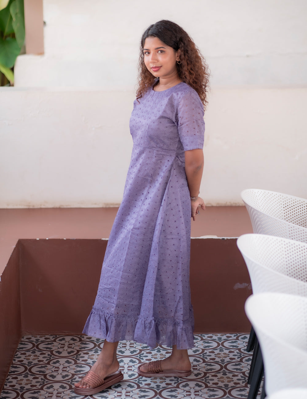 LAVENDER HAKOBA NAYRA A-LINE MAXI DRESS