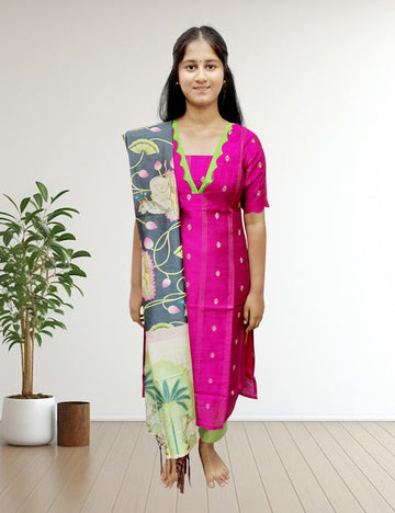 Pink Printed Kurti with Printed Dupatta & Pants – 3 Piece Ethnic Set