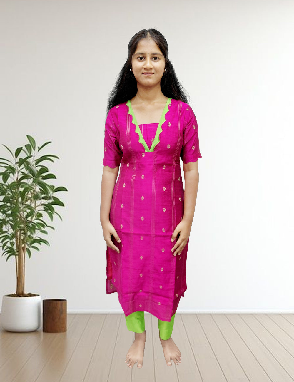 Pink Printed Kurti with Printed Dupatta & Pants – 3 Piece Ethnic Set
