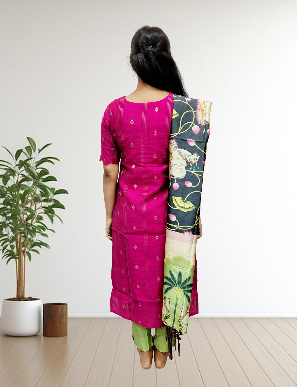 Pink Printed Kurti with Printed Dupatta & Pants – 3 Piece Ethnic Set