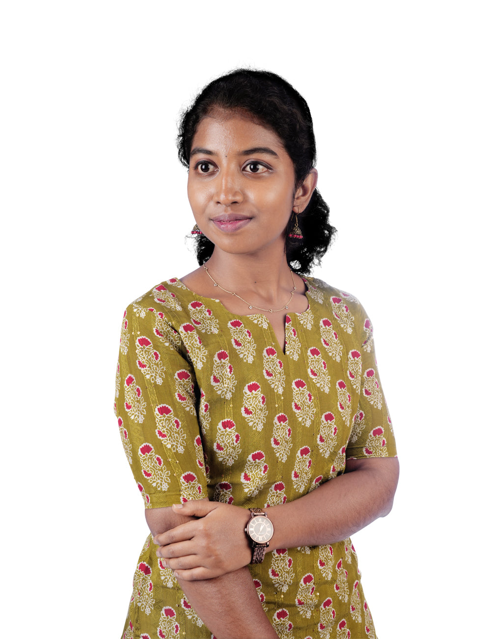 OLIVE GREEN PRINTED NIVAA STRAIGHT KURTI