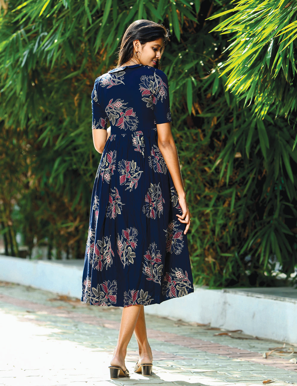 Navy Navika Viscose Maxi Dress