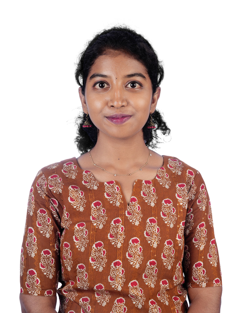 BROWN FLORAL PRINTED OVIYA STRAIGHT KURTI
