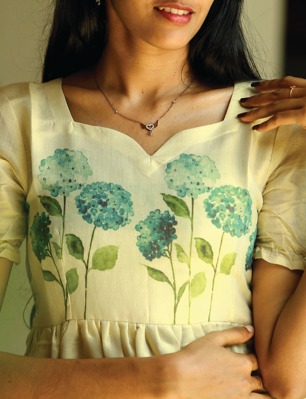 Gold Silk Maxi Dress for Woman