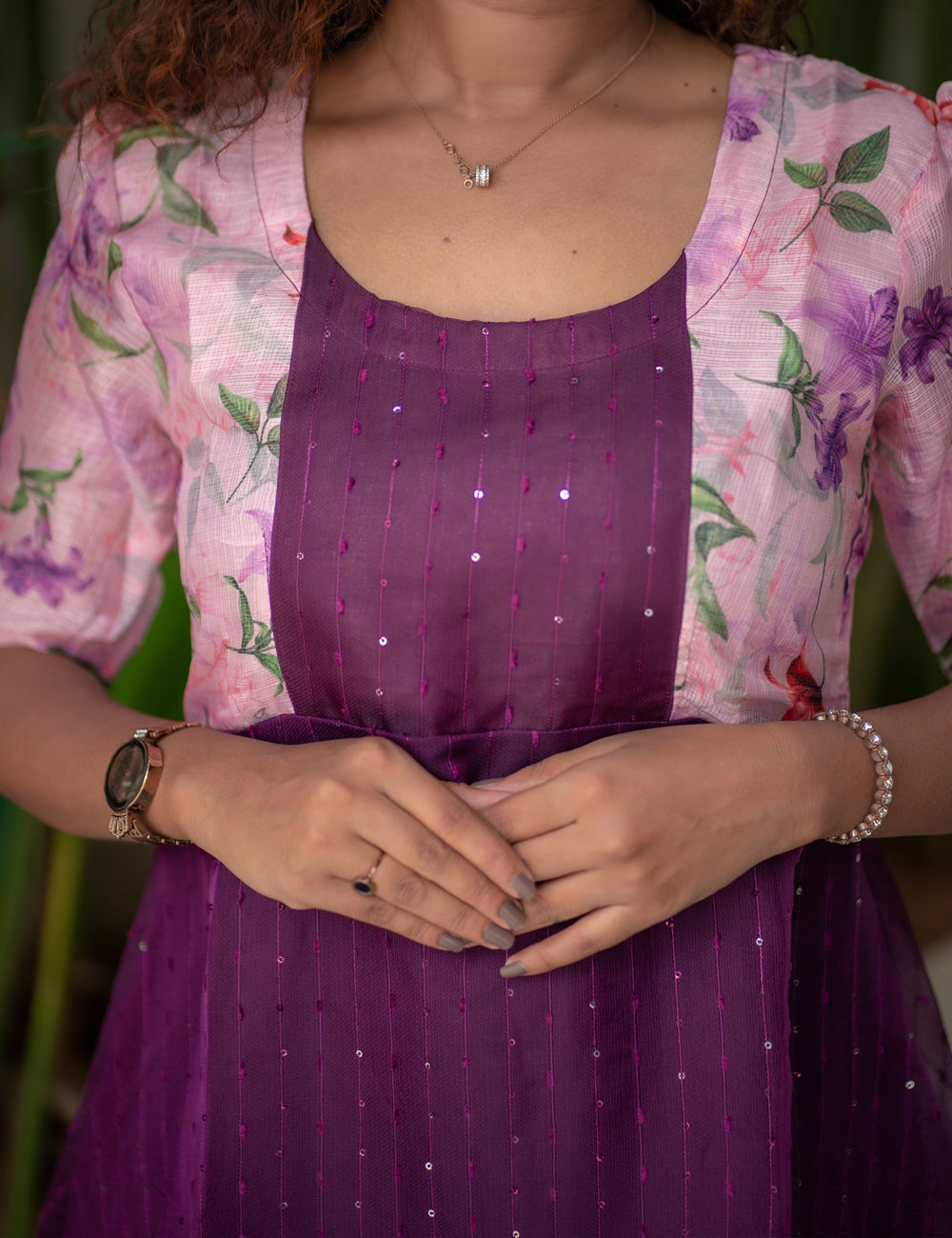 WINE ORGANZA WITH KOTA ZYRAH A-LINE MAXI