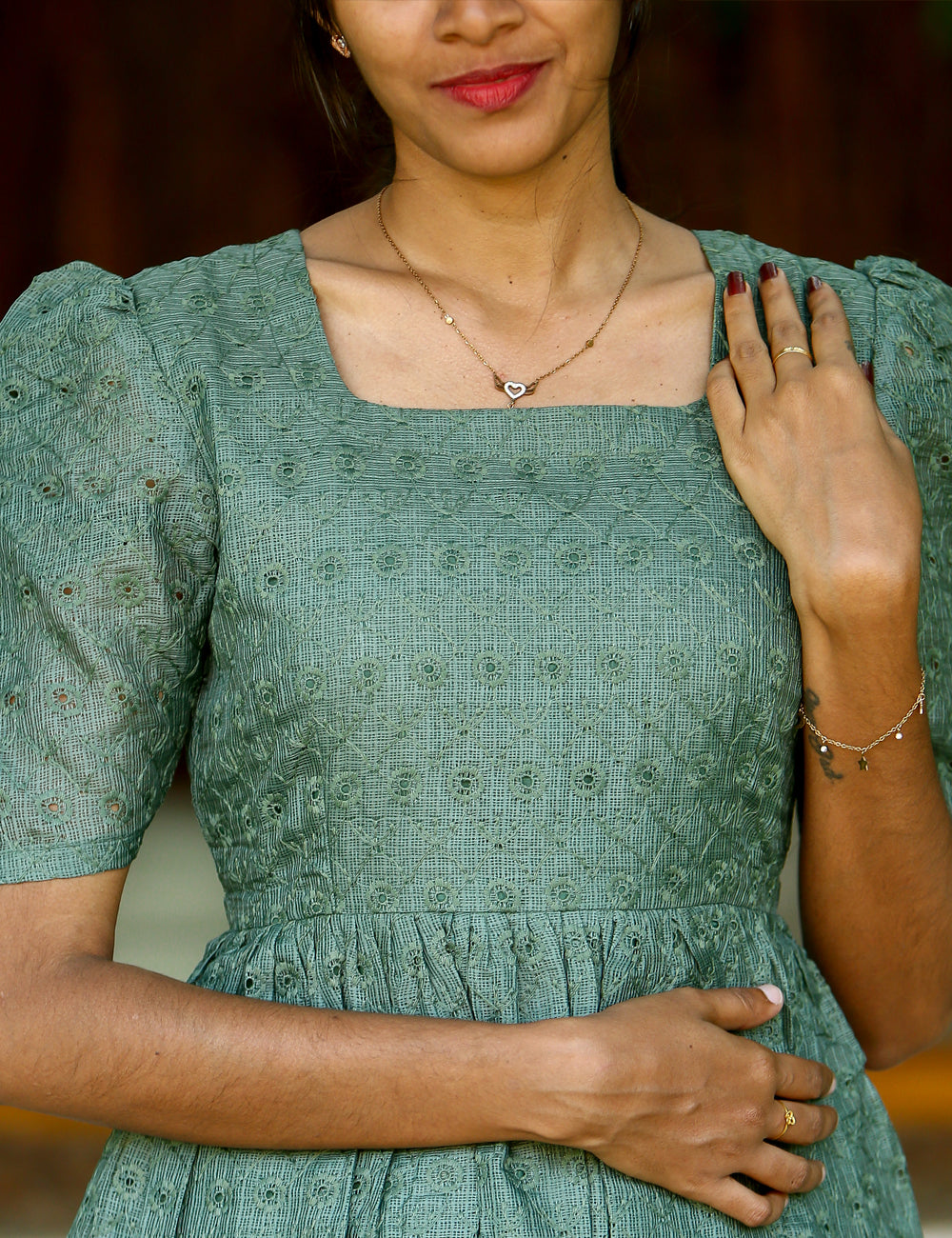 Mint Green Shark Hakoba Maxi Dress for Women