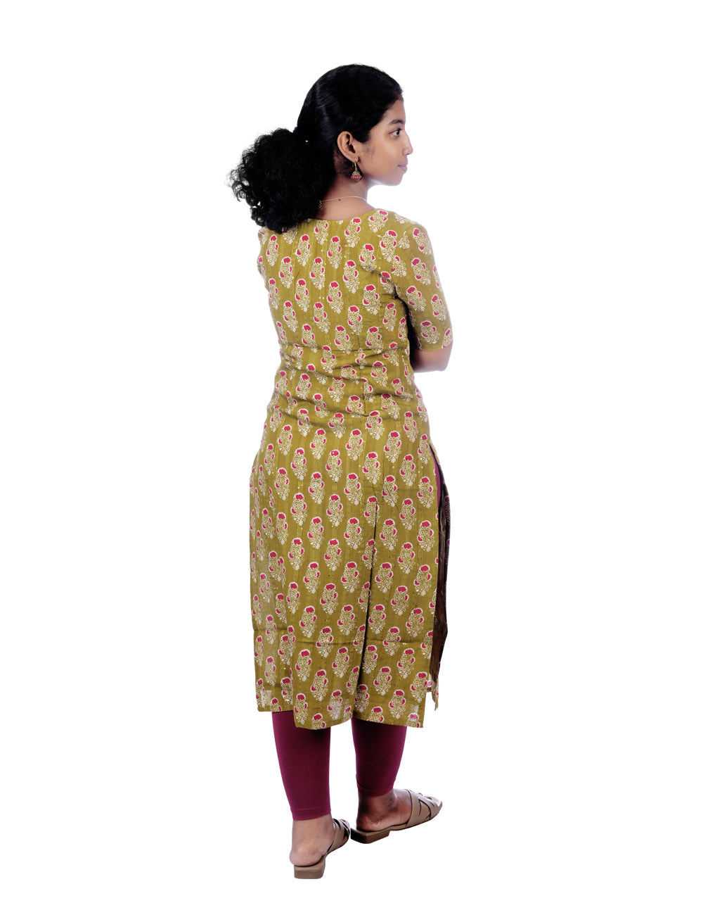 OLIVE GREEN PRINTED NIVAA STRAIGHT KURTI
