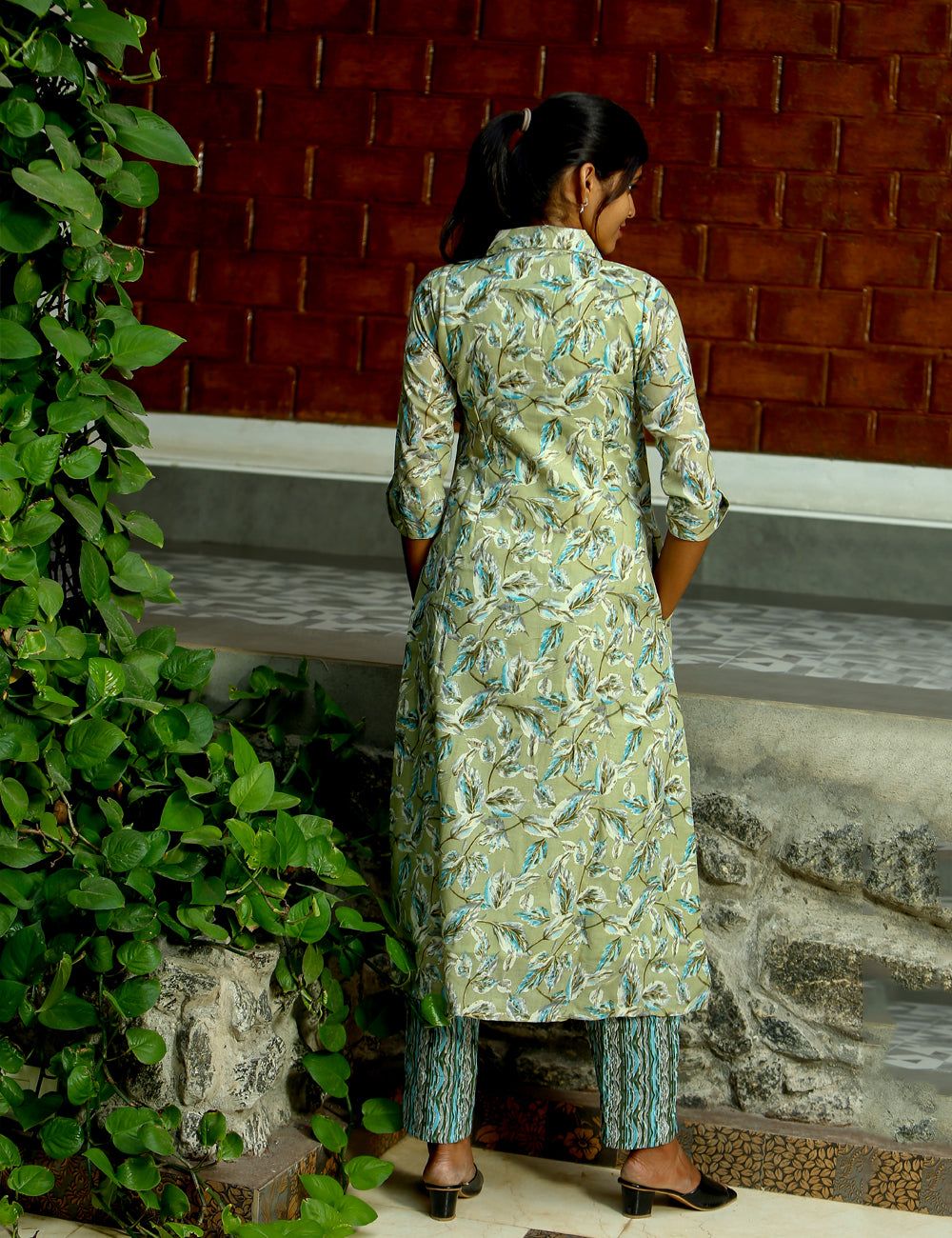 Pista Green Elira Co-ord Set A-line for Women