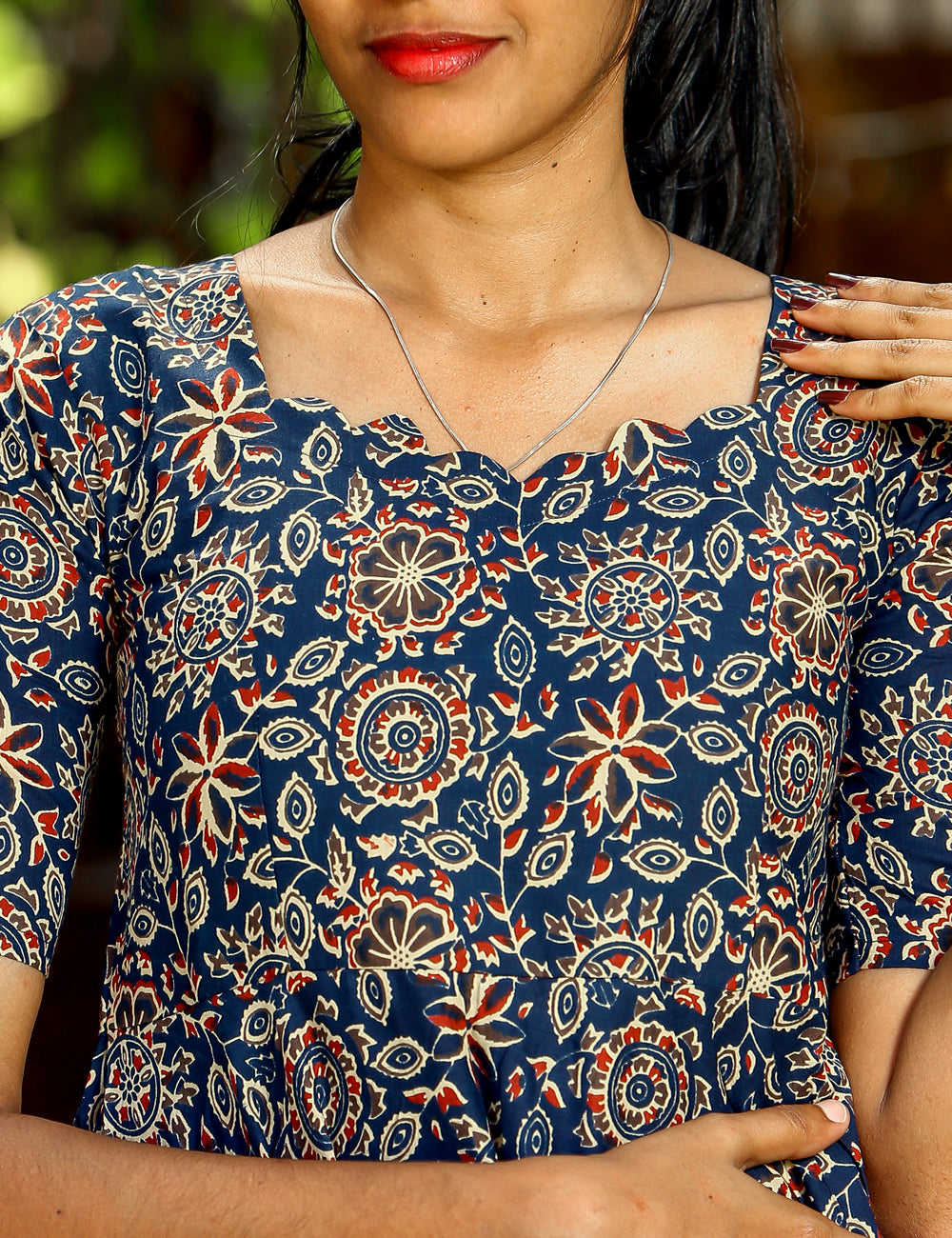 Navy Zafira Flared Maxi Dress for Women