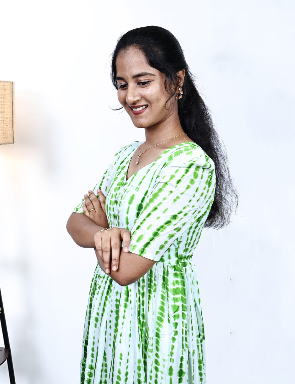 Green Tie-Dye Cotton Maxi Dress