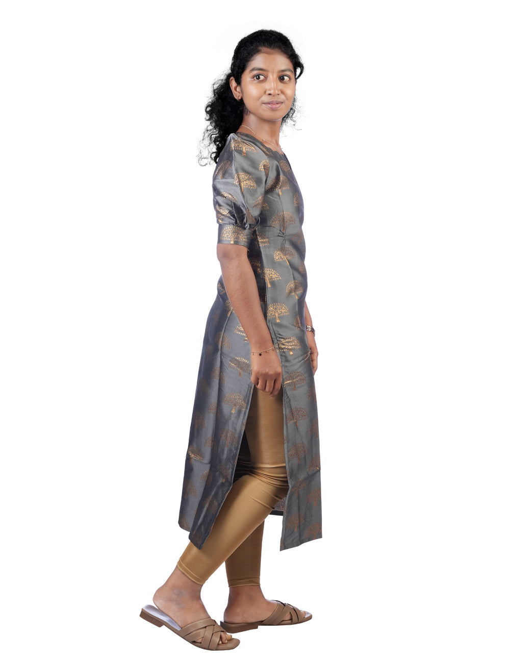 GREY KASHVI BANARASI SILK KURTI