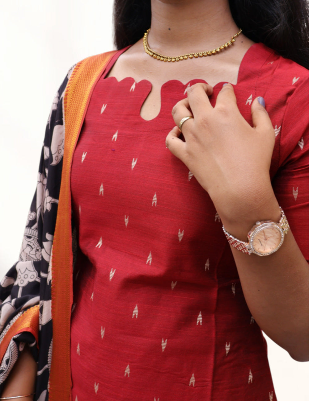 Maroon Kalamkari 3pc set