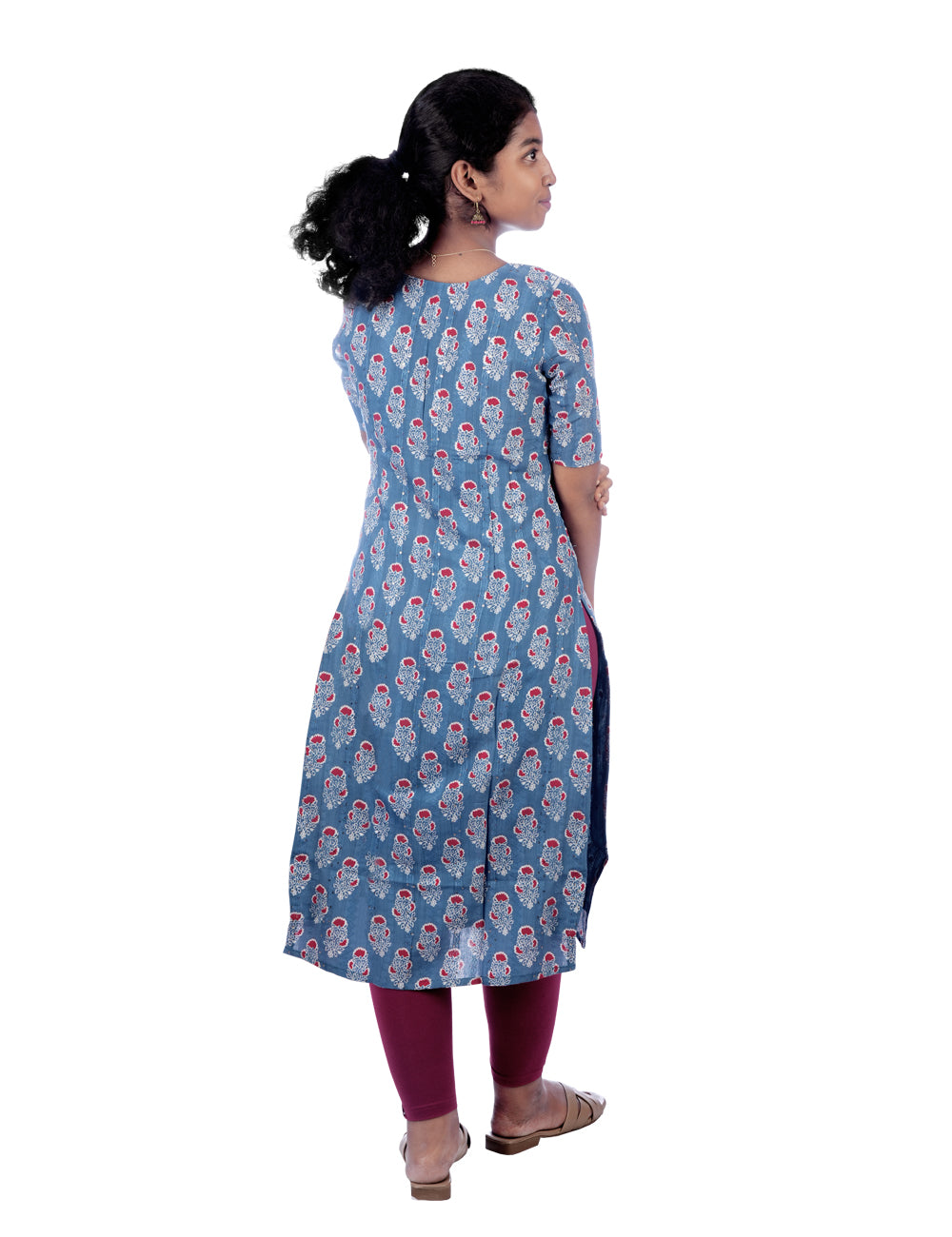 DENIM BLUE PRINTED MAYAA STRAIGHT-CUT KURTI