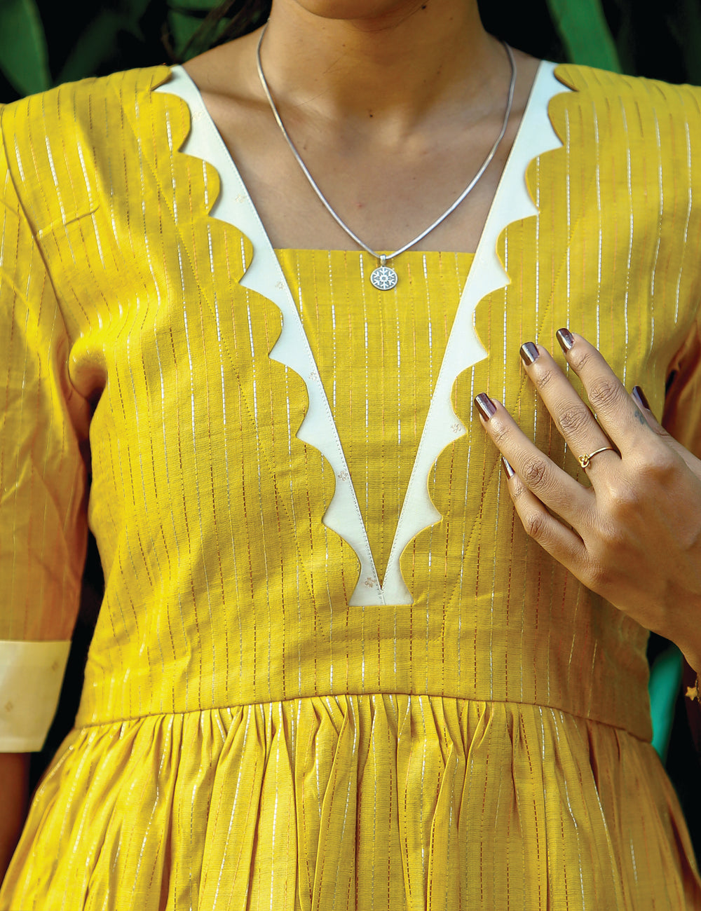 Yellow Yuvaa Raw Silk Festive Maxi Dress for Women