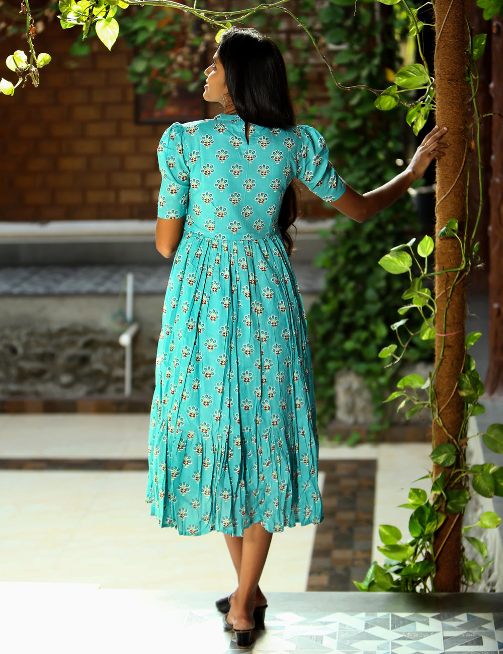 Aqua Neera Cotton Printed Maxi Dress for Women
