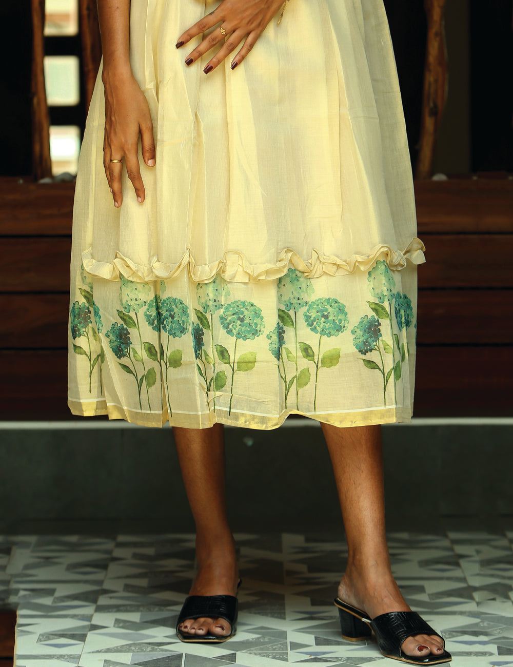 Gold Silk Maxi Dress for Woman