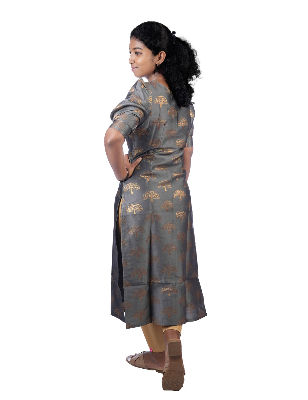 GREY KASHVI BANARASI SILK KURTI