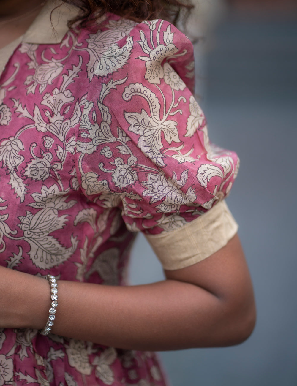 PINK WITH OFF-WHITE CHANDERI SILK AVIRA FULL FROCK