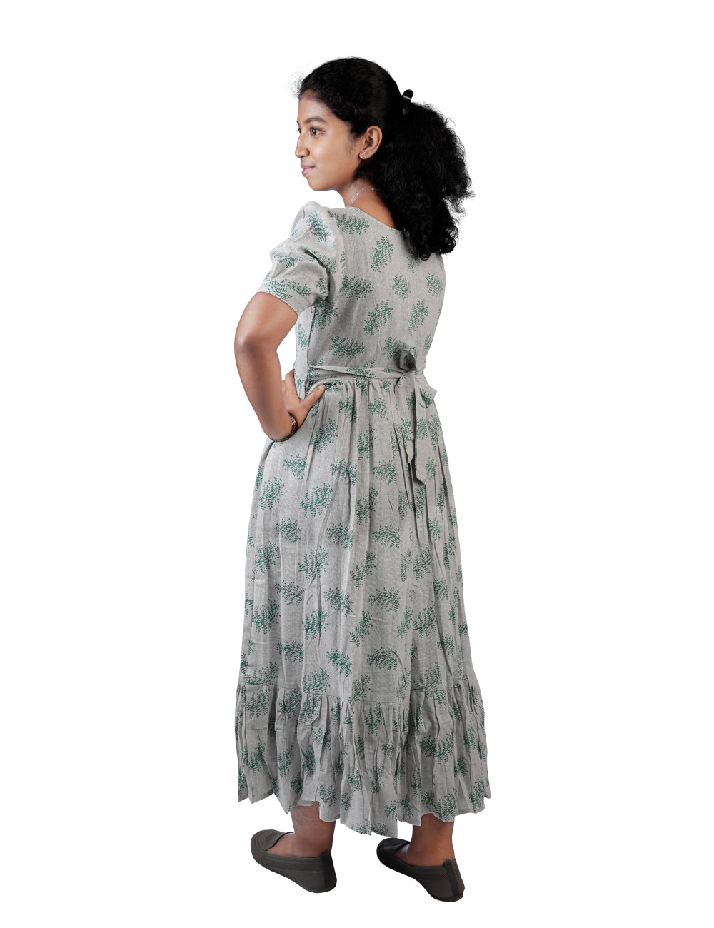 GREY PRINTED DIANA LINEN MAXI