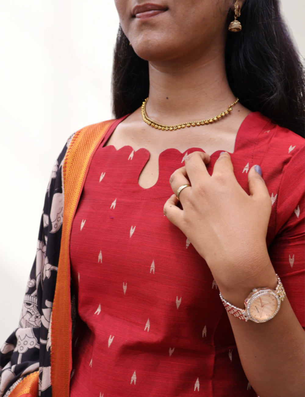 Maroon Kalamkari 3pc set