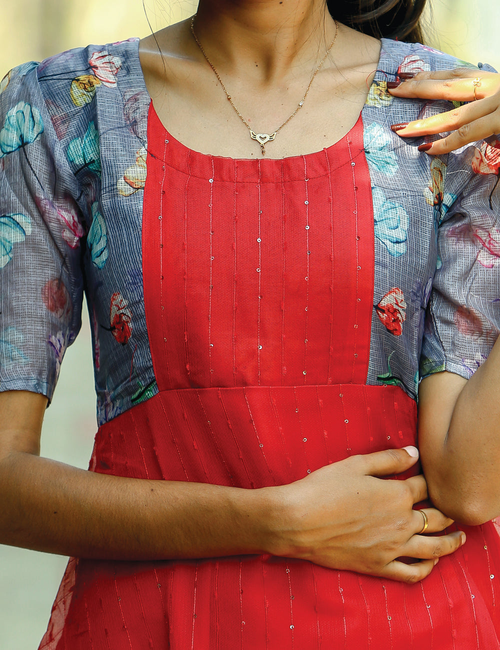 Red Laira Organza With Kota A-line Dress