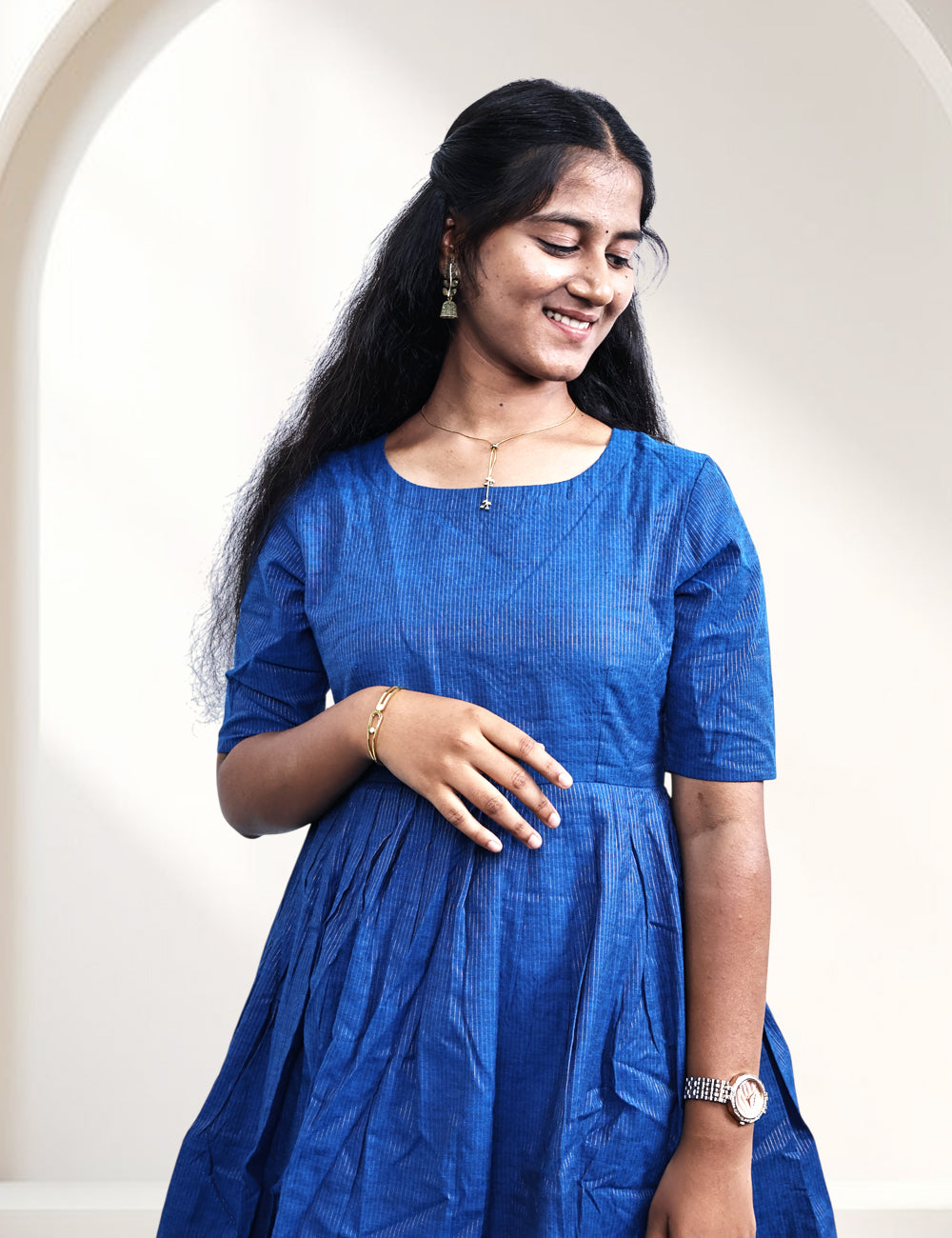Royal Blue Flared Cotton Sharara Set for Women