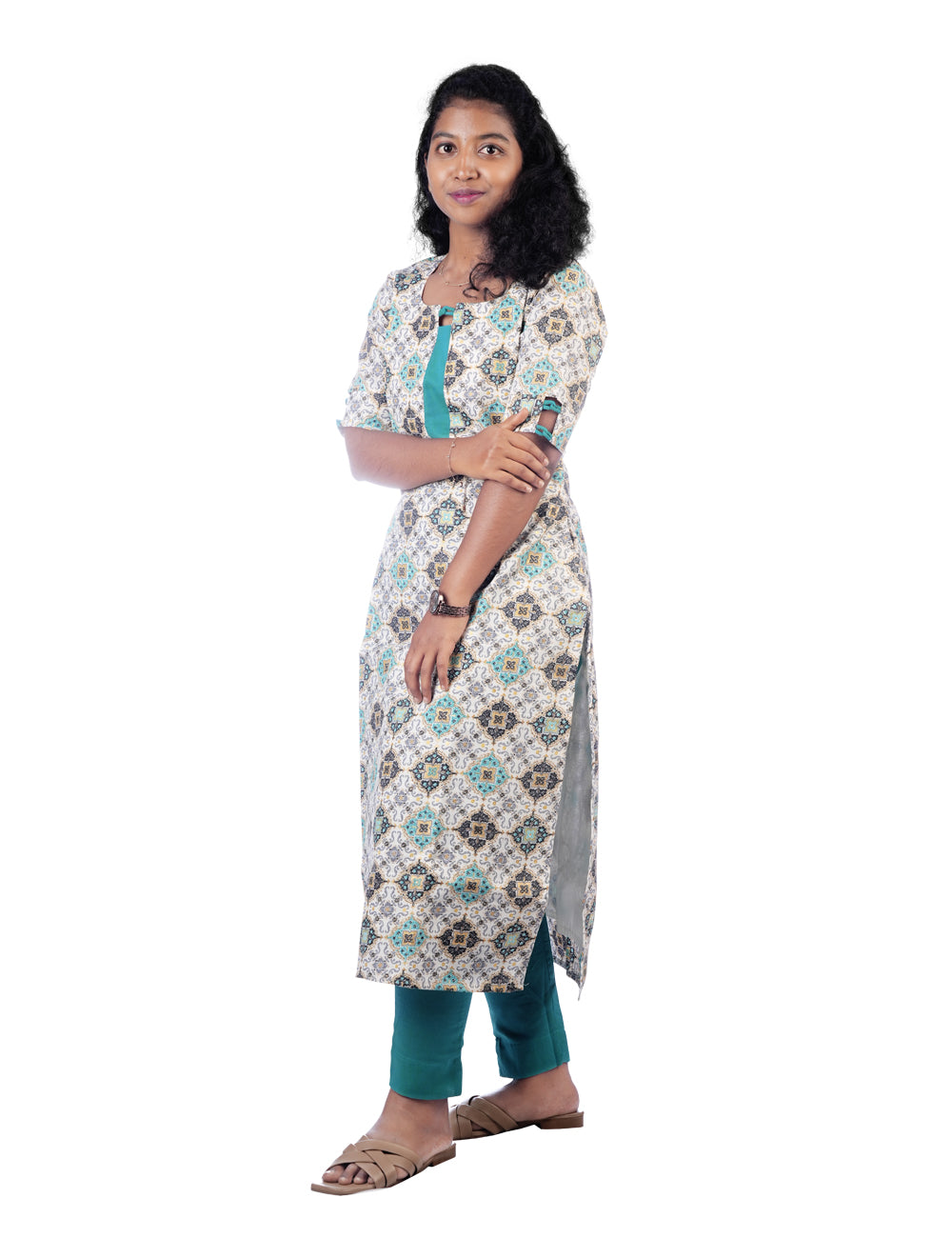 WHITE FLORAL PRINTED RITHI CO-ORD SET