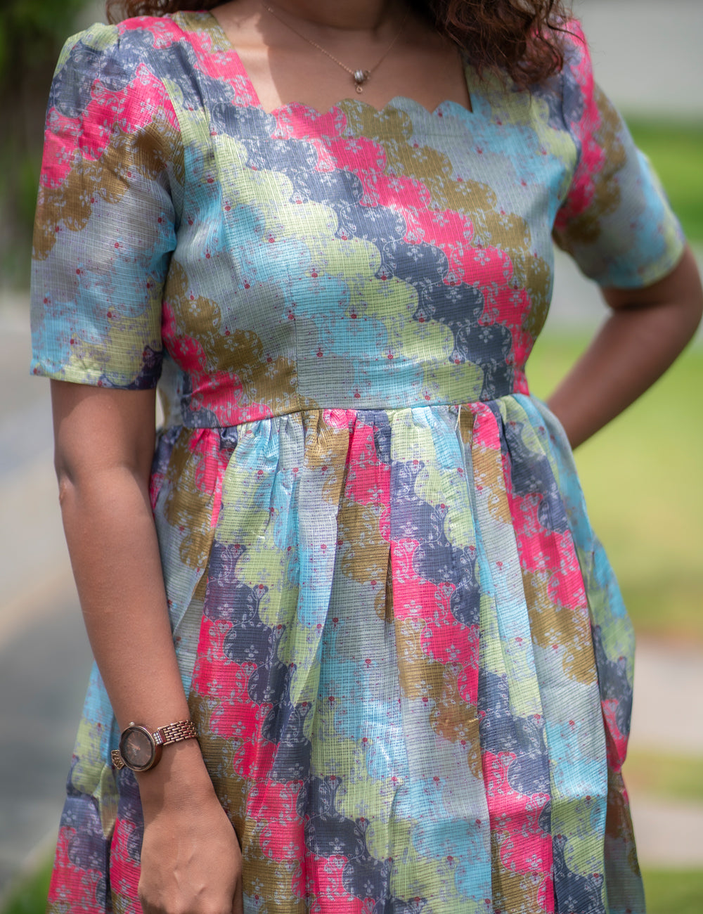 MULTI COLOR DIGITAL PRINTED KOTA TANVI MAXI DRESS