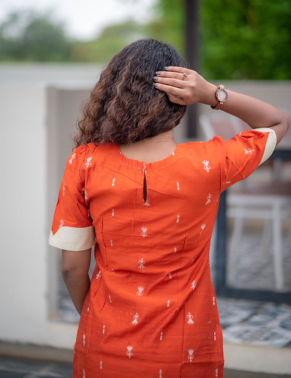 BURNT ORANGE RAWSILK ANIKA KURTI SET 2 PCS