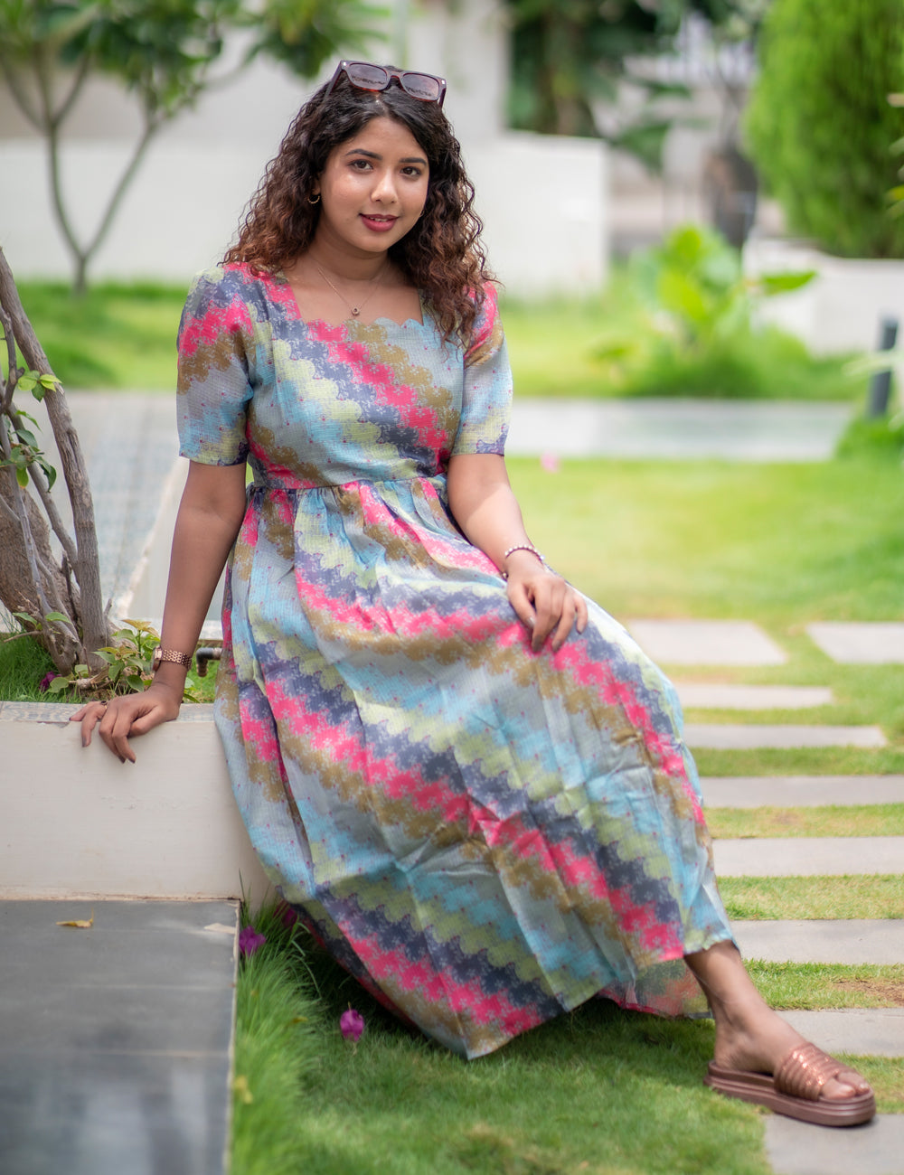MULTI COLOR DIGITAL PRINTED KOTA TANVI MAXI DRESS