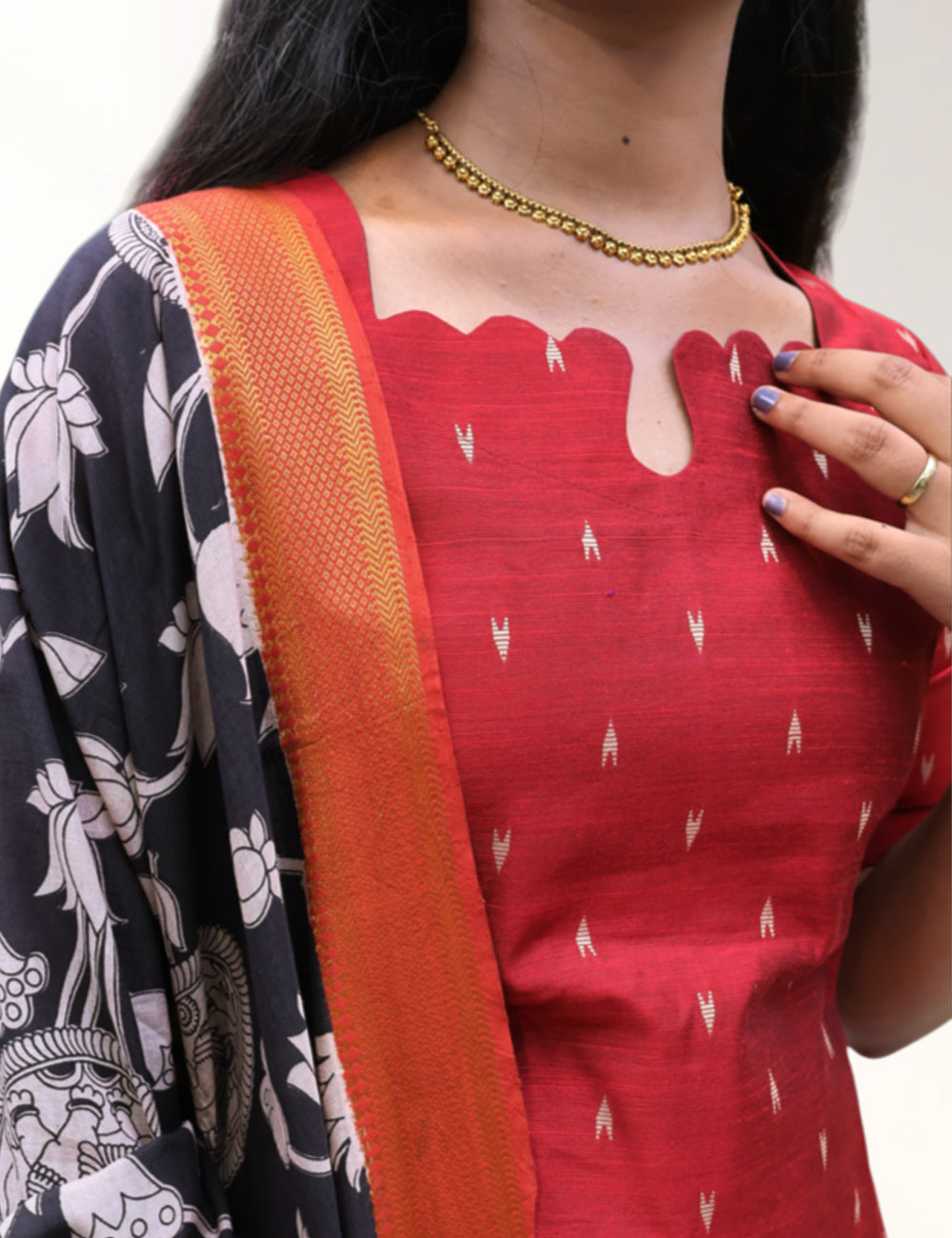 Maroon Kalamkari 3pc set