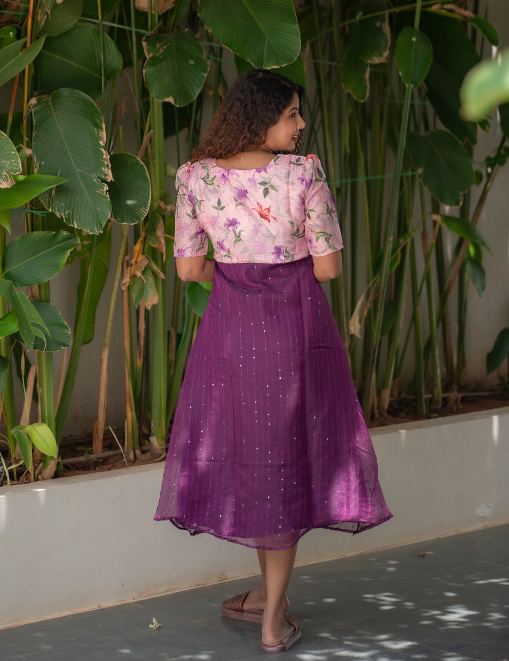 WINE ORGANZA WITH KOTA ZYRAH A-LINE MAXI
