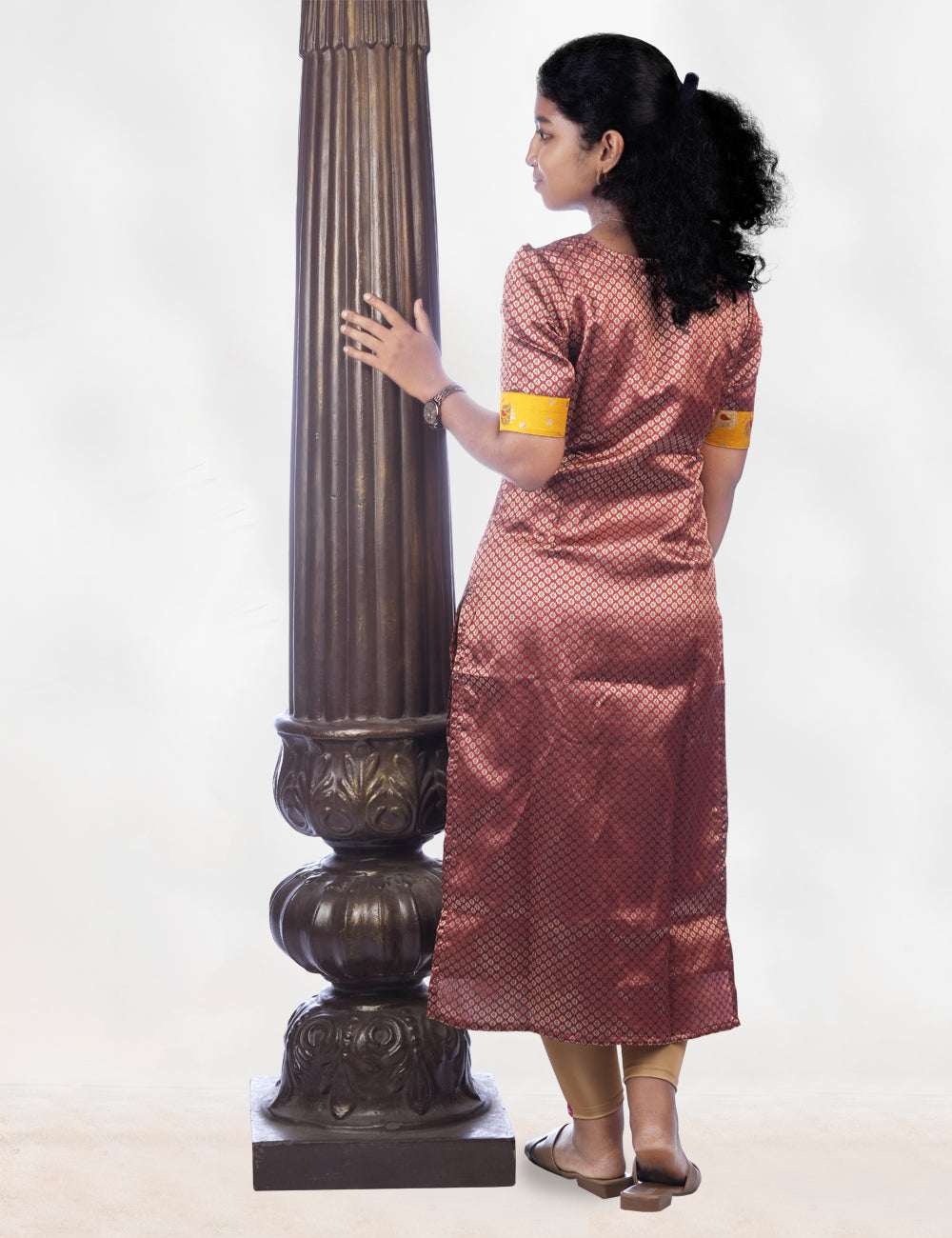 Maroon Banarasi Ethnic Kurti for Women