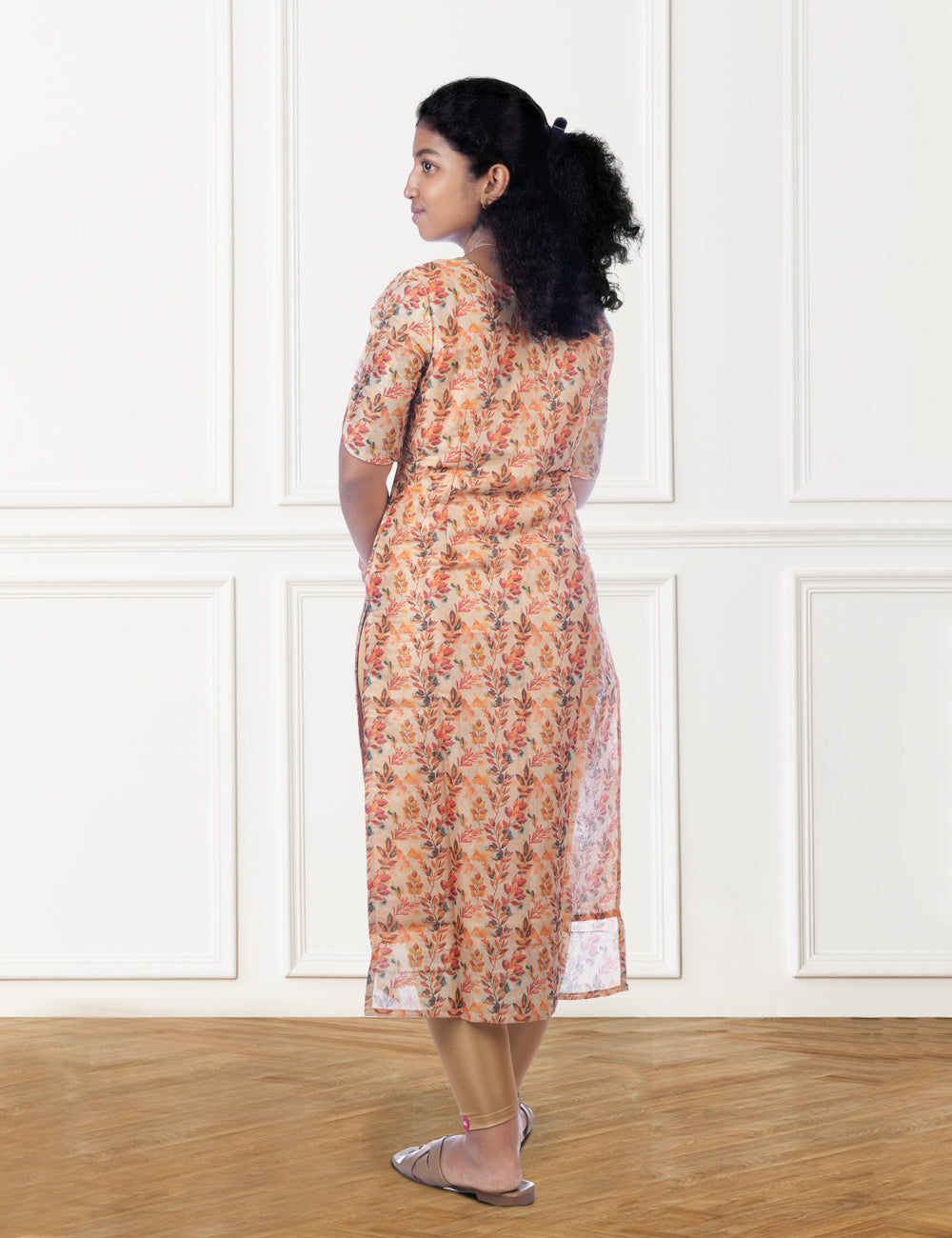 Sandal Gold silk Kurti for Women
