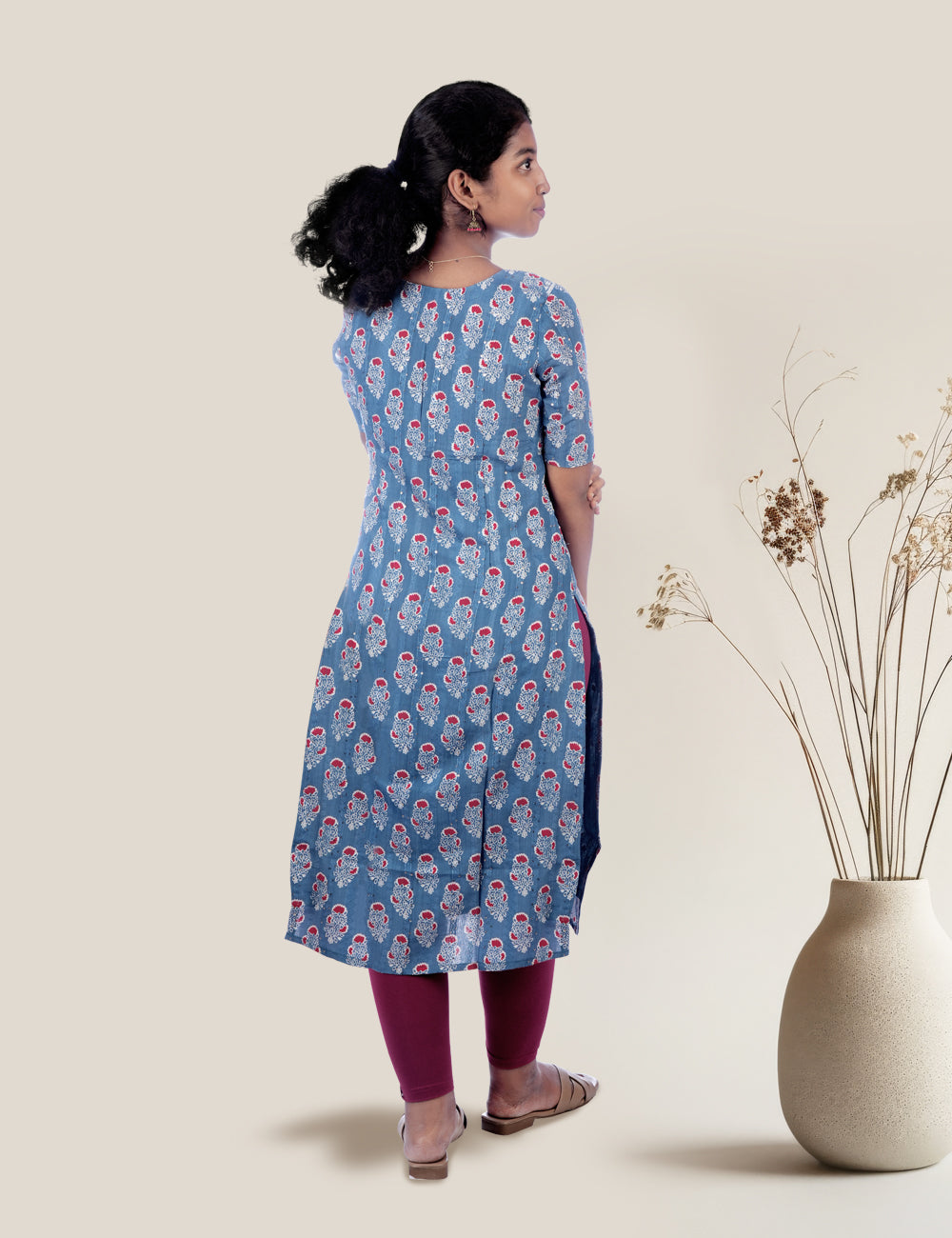 DENIM BLUE PRINTED MAYAA STRAIGHT-CUT KURTI