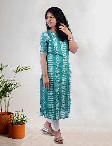 GREEN BATIK PRINT SIRIN STRAIGHT KURTI