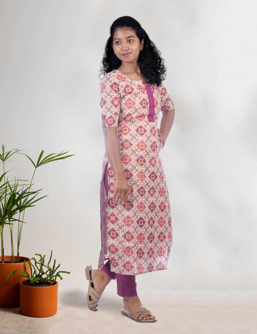WHITE PRINTED KURTI / CO-ORD SET