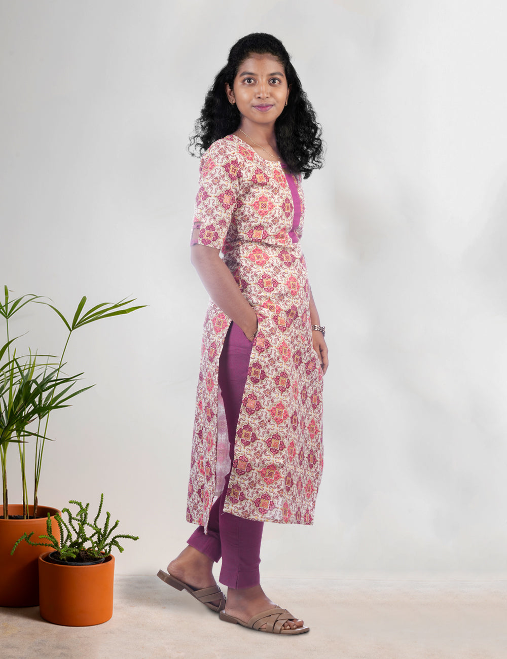 WHITE PRINTED KURTI / CO-ORD SET